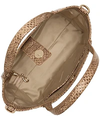 BRAHMIN Light Pecan Bonaire Collection Small Mona Snake Print Tote Bag