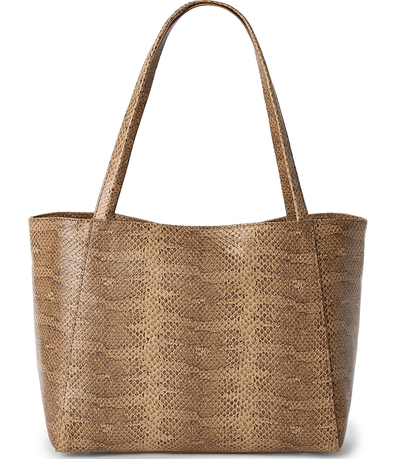 BRAHMIN Light Pecan Bonaire Collection Snake Print Mona Tote Bag