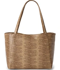 BRAHMIN Light Pecan Bonaire Collection Snake Print Mona Tote Bag