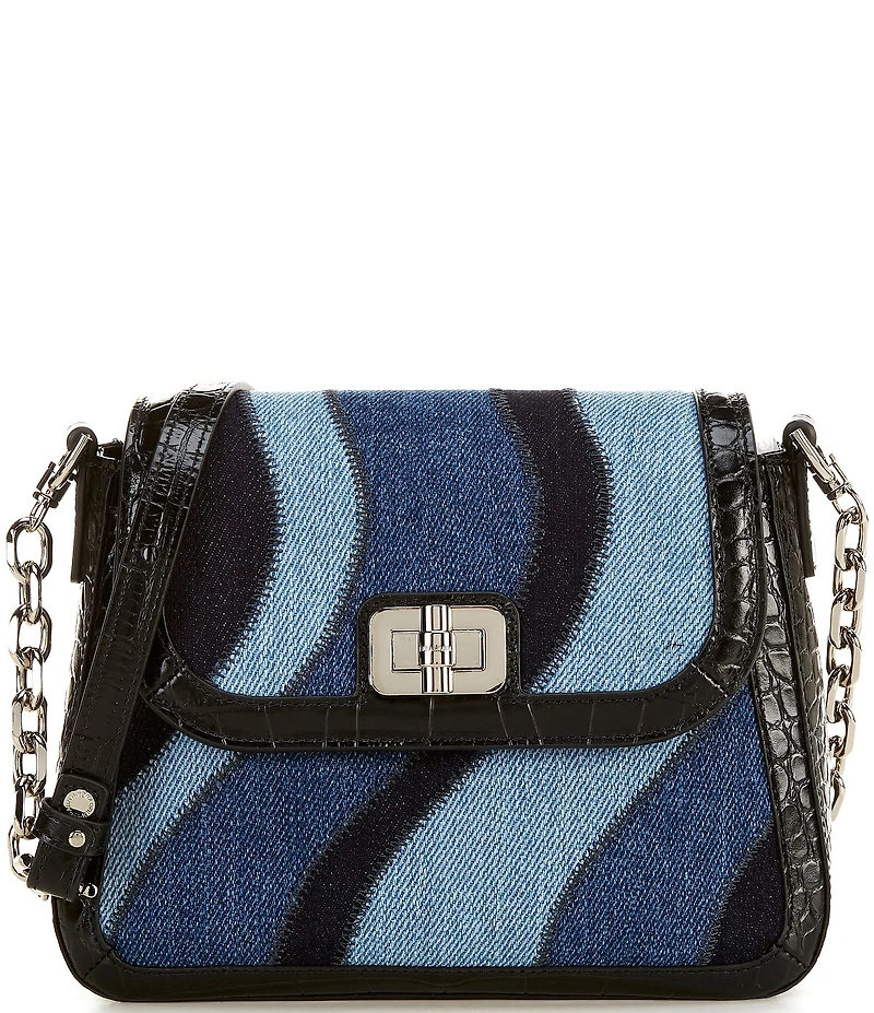 BRAHMIN Lismore Collection Retro Blue Denim Gianna Crossbody Bag