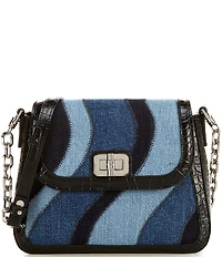 BRAHMIN Lismore Collection Retro Blue Denim Gianna Crossbody Bag