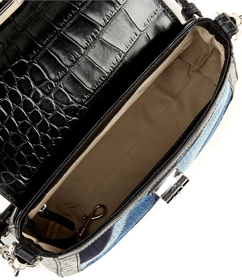 BRAHMIN Lismore Collection Retro Blue Denim Gianna Crossbody Bag