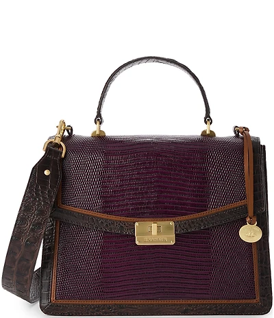 BRAHMIN Lizard Tri-Texture Collection Multi Gabriella Satchel Bag