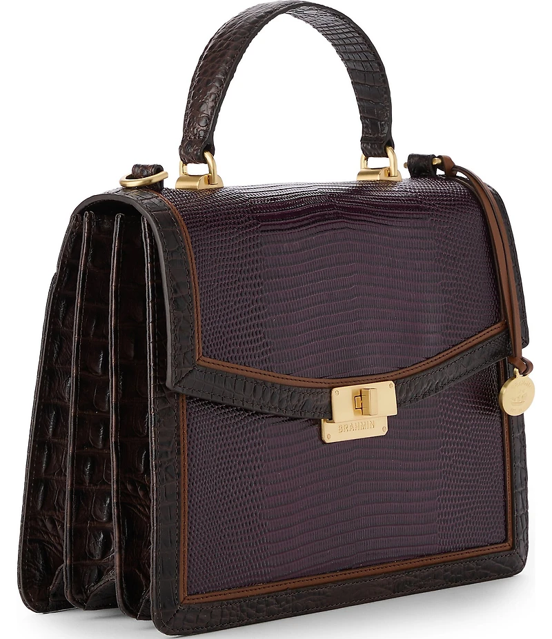 BRAHMIN Lizard Tri-Texture Collection Multi Gabriella Satchel Bag