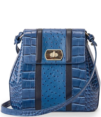 BRAHMIN Margo Retro Blue Skye Turn-Lock Flap Crossbody Bag