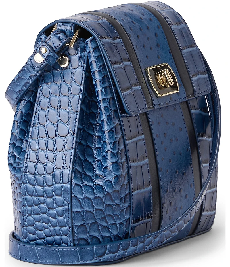 BRAHMIN Margo Retro Blue Skye Turn-Lock Flap Crossbody Bag