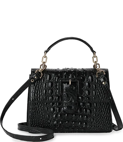 BRAHMIN Melbourne Hallie Black Buckled Small Satchel Bag