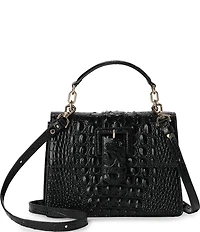 BRAHMIN Melbourne Hallie Black Buckled Small Satchel Bag