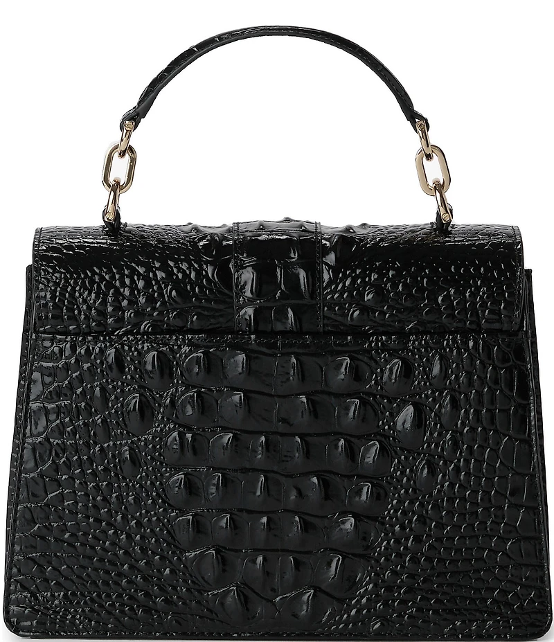 BRAHMIN Melbourne Hallie Black Buckled Small Satchel Bag