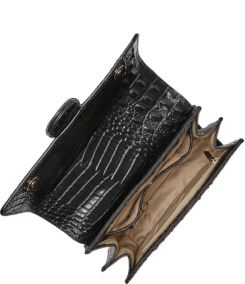 BRAHMIN Melbourne Hallie Black Buckled Small Satchel Bag