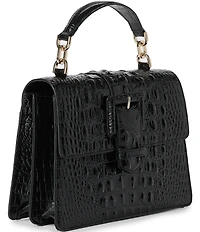 BRAHMIN Melbourne Hallie Black Buckled Small Satchel Bag