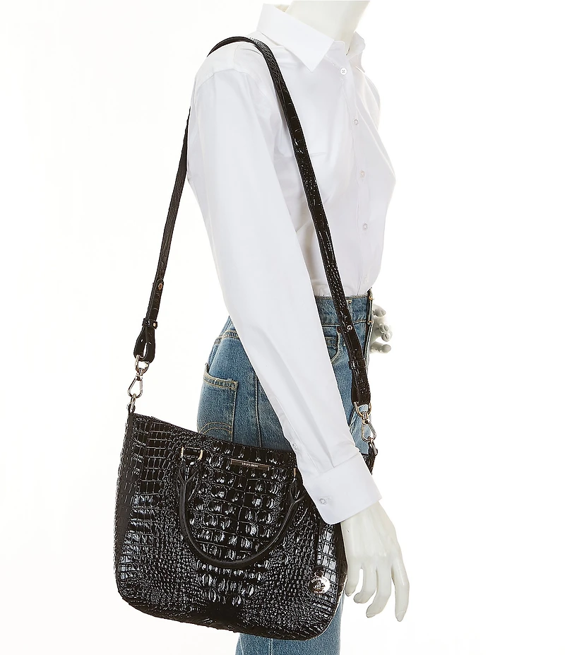 BRAHMIN Melbourne Collection Black Small Lena Satchel Bag