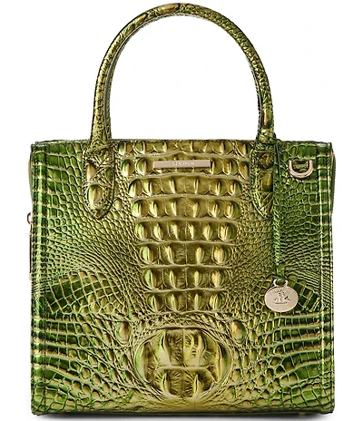 BRAHMIN Melbourne Collection Cacti Green Small Caroline Satchel Bag