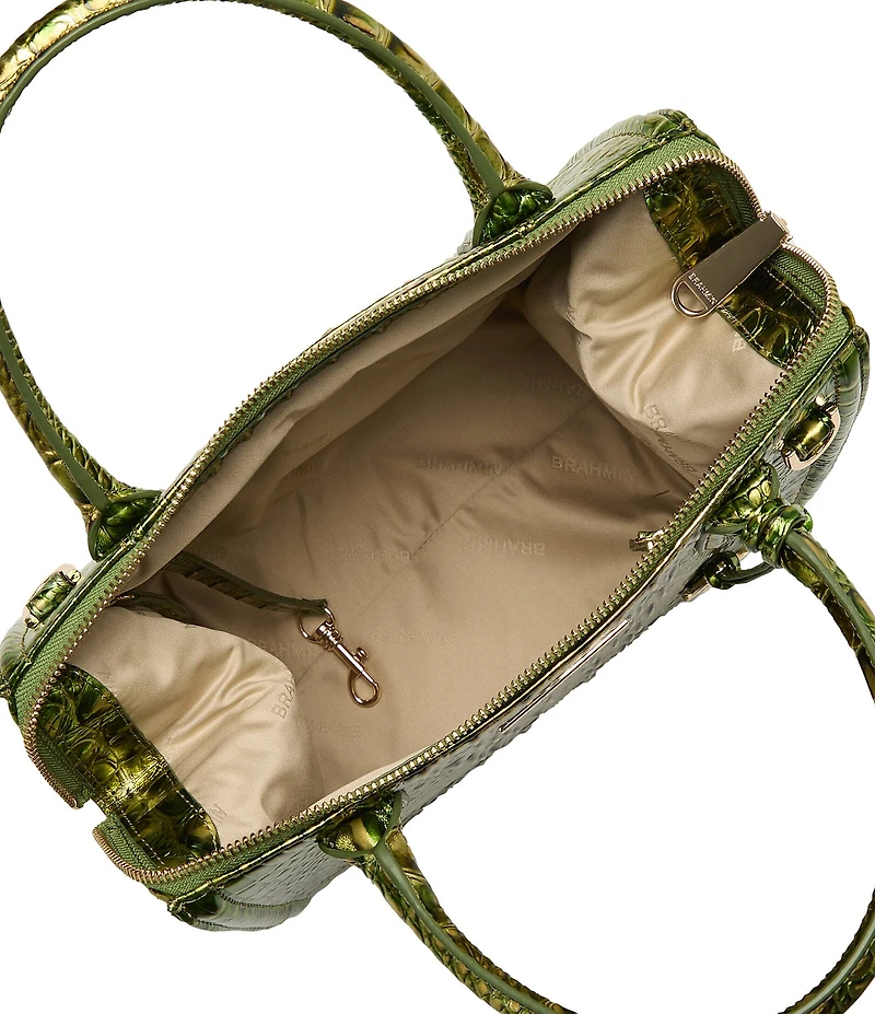 BRAHMIN Melbourne Collection Cacti Green Small Caroline Satchel Bag