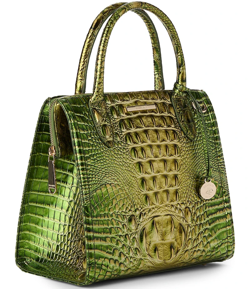 BRAHMIN Melbourne Collection Cacti Green Small Caroline Satchel Bag