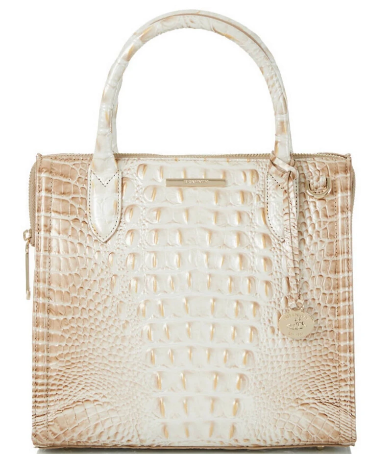 BRAHMIN Melbourne Collection Contour Small Caroline Crocodile Embossed Satchel Bag