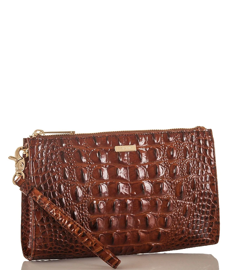 BRAHMIN Melbourne Collection Crocodile-Embossed Daisy Wristlet