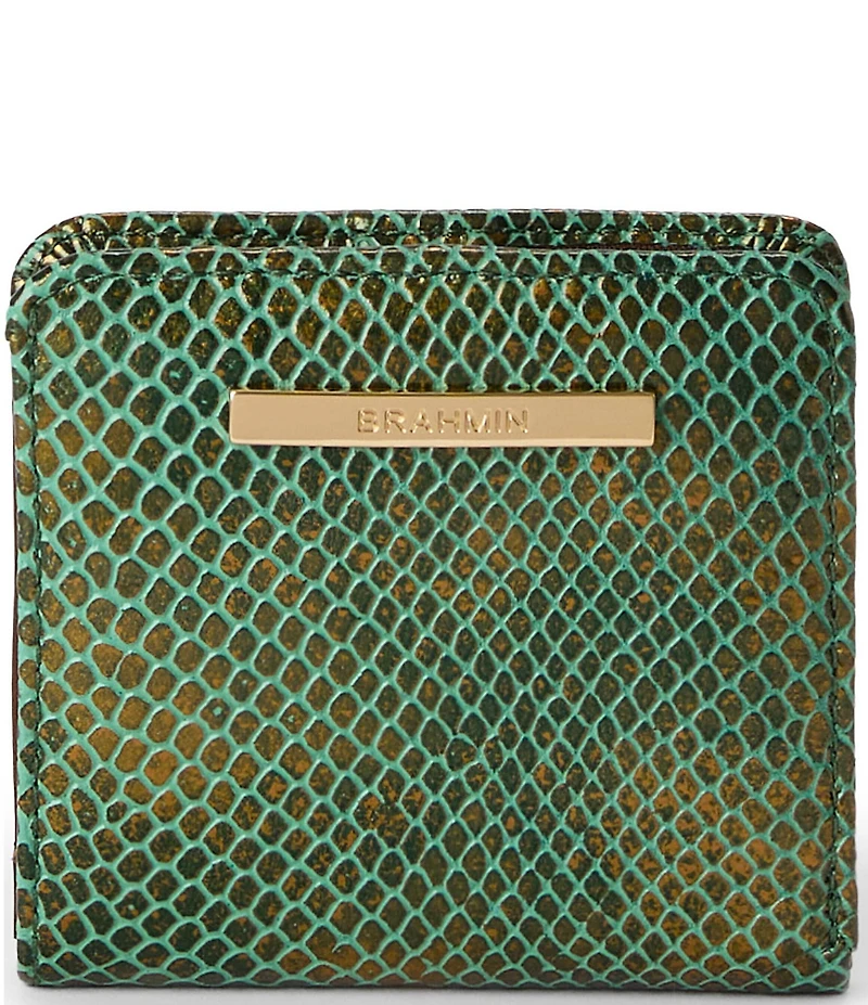 BRAHMIN Melbourne Collection Dark Green Valley Jane Mini Wallet