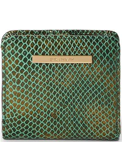 BRAHMIN Melbourne Collection Dark Green Valley Jane Mini Wallet