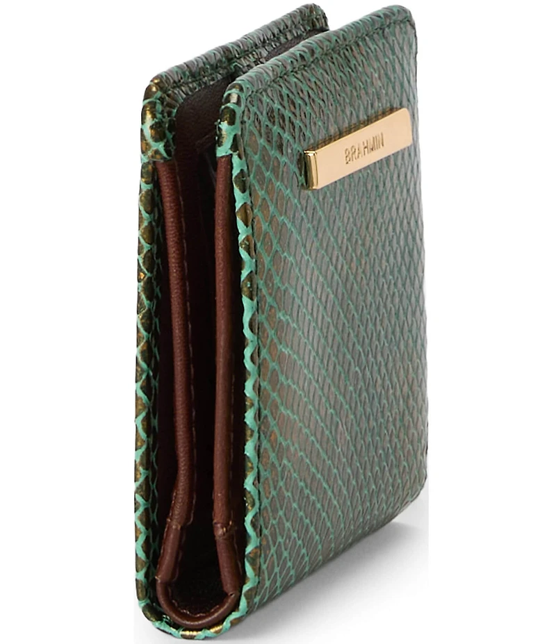 BRAHMIN Melbourne Collection Dark Green Valley Jane Mini Wallet