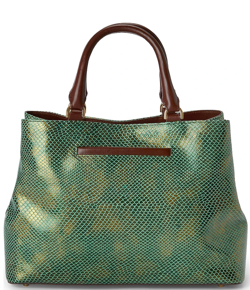 BRAHMIN Melbourne Collection Dark Green Valley Small Denise Satchel Bag
