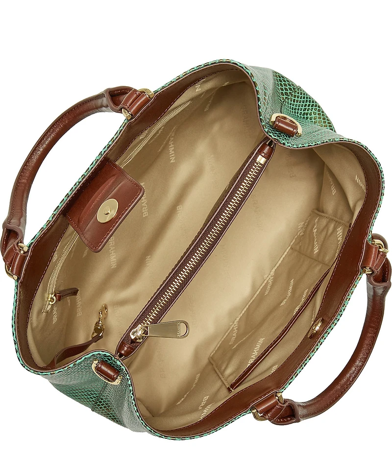 BRAHMIN Melbourne Collection Dark Green Valley Small Denise Satchel Bag