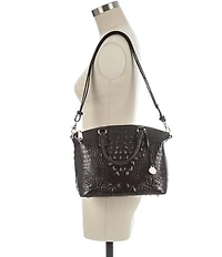 BRAHMIN Melbourne Collection Duxbury Leather Crocodile-Embossed Satchel Bag