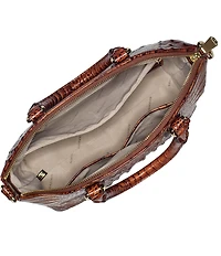 BRAHMIN Melbourne Collection Duxbury Leather Crocodile-Embossed Satchel Bag