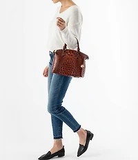 BRAHMIN Melbourne Collection Duxbury Leather Crocodile-Embossed Satchel Bag