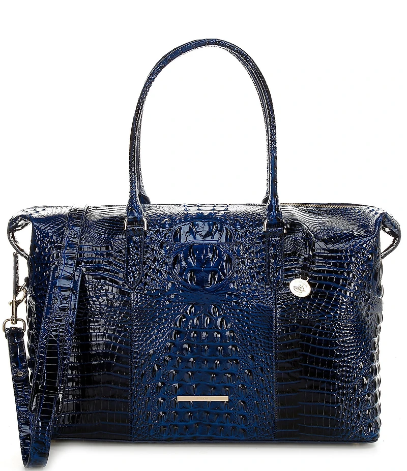BRAHMIN Melbourne Collection Duxbury Crocodile-Embossed Weekender Bag