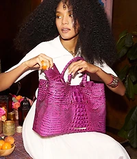 BRAHMIN Melbourne Collection Electric Fuchsia Denise Satchel Bag