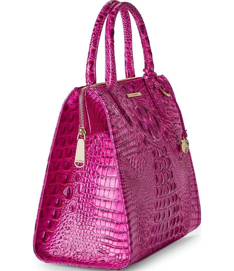 BRAHMIN Melbourne Collection Electric Fuchsia Small Caroline Satchel Bag
