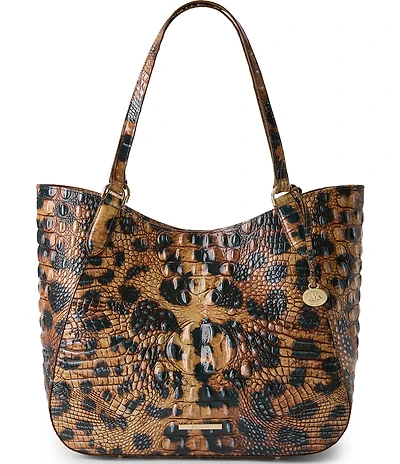 BRAHMIN Melbourne Collection Golden Lynx Animal Print Aliza Tote Bag