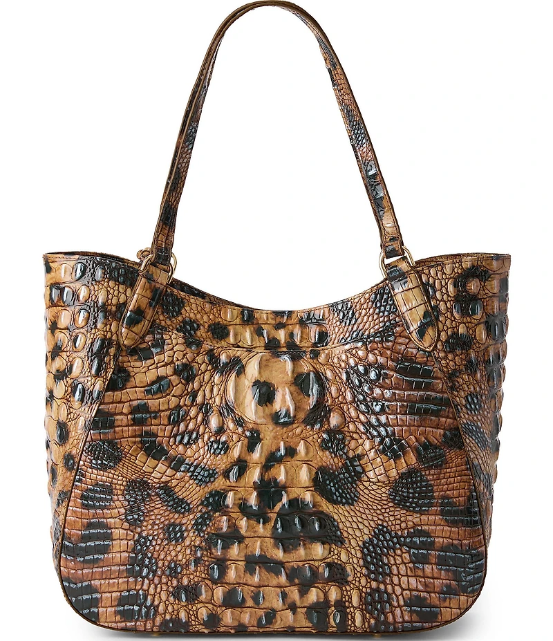 BRAHMIN Melbourne Collection Golden Lynx Animal Print Aliza Tote Bag