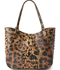 BRAHMIN Melbourne Collection Golden Lynx Animal Print Aliza Tote Bag