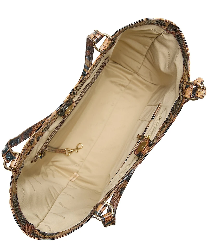 BRAHMIN Melbourne Collection Golden Lynx Animal Print Aliza Tote Bag