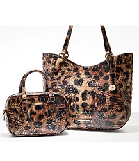 BRAHMIN Melbourne Collection Golden Lynx Animal Print Aliza Tote Bag