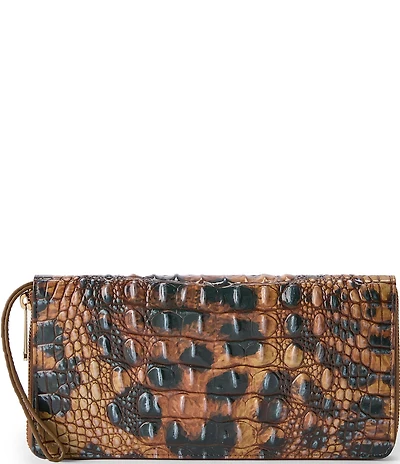 BRAHMIN Melbourne Collection Golden Lynx Animal Print Skyler Travel Wallet Wristlet
