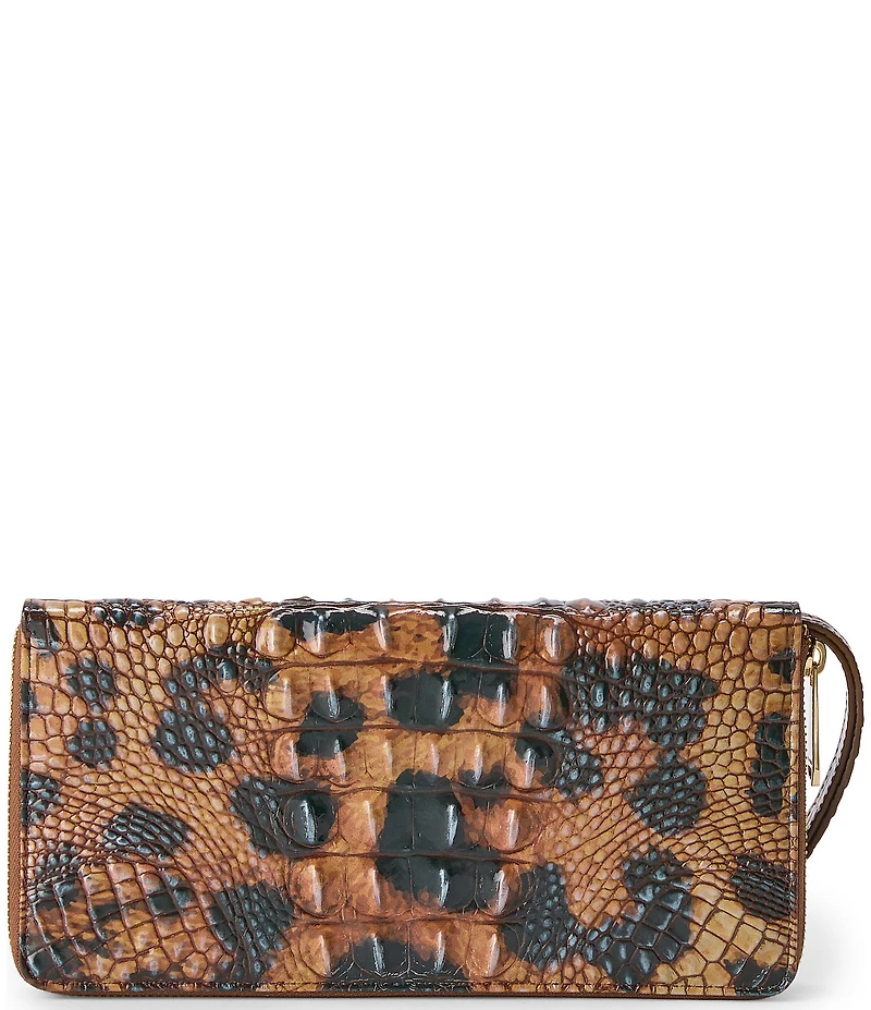 BRAHMIN Melbourne Collection Golden Lynx Animal Print Skyler Travel Wallet Wristlet
