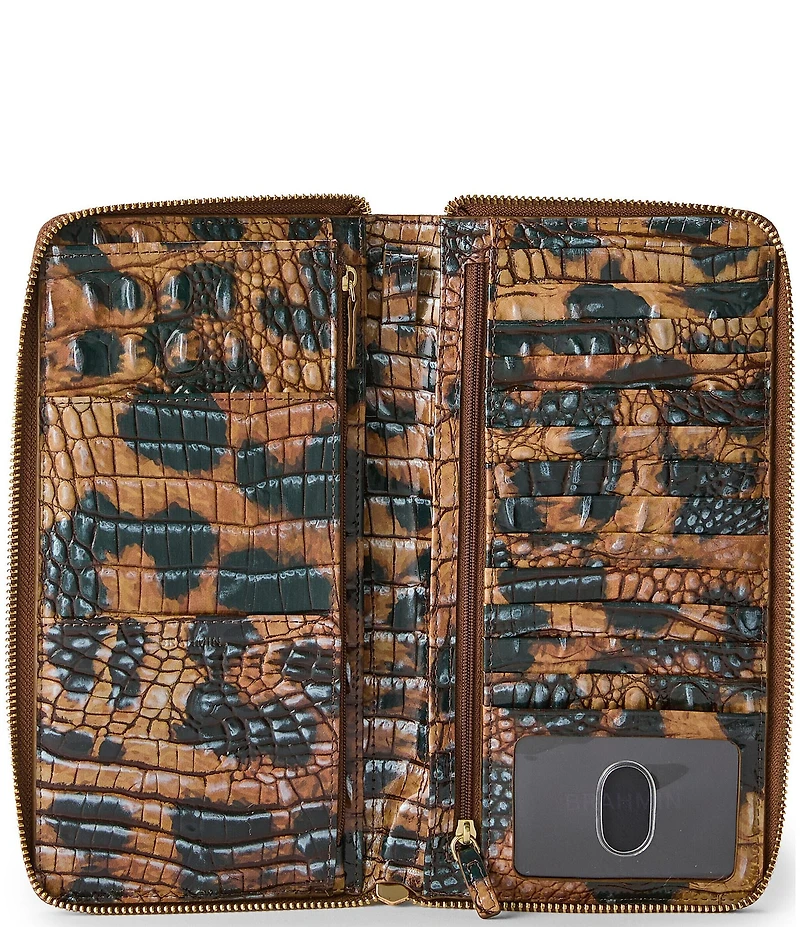 BRAHMIN Melbourne Collection Golden Lynx Animal Print Skyler Travel Wallet Wristlet
