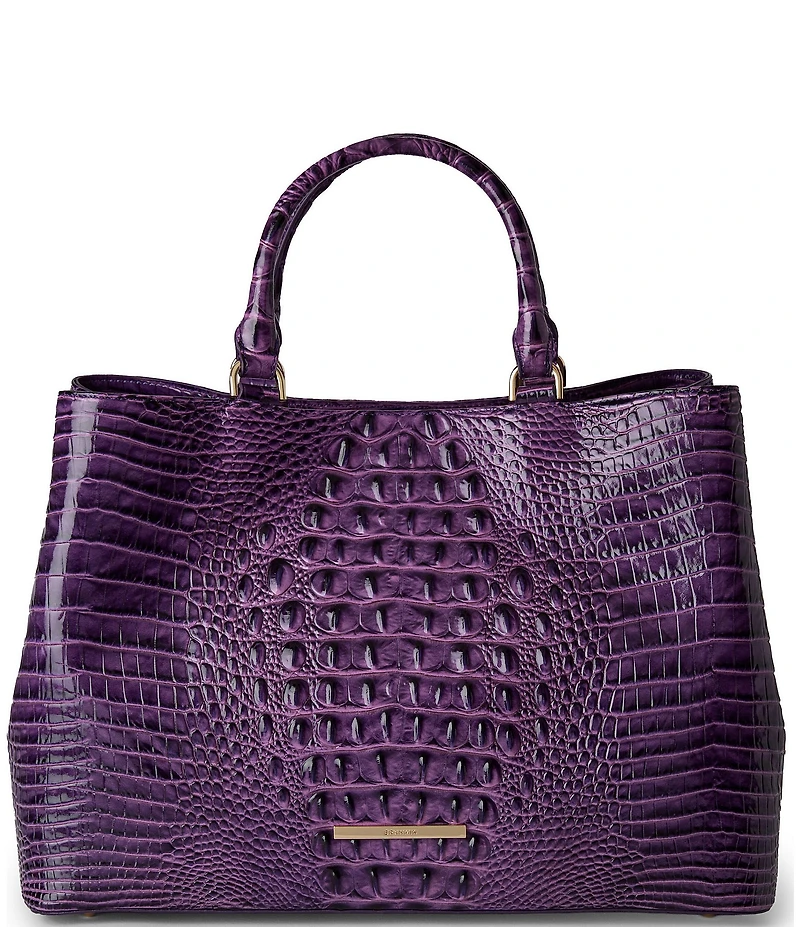 BRAHMIN Melbourne Collection Heroic Purple Denise Satchel Bag