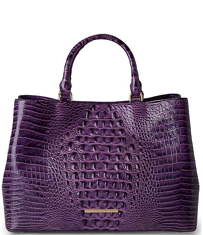 BRAHMIN Melbourne Collection Heroic Purple Denise Satchel Bag