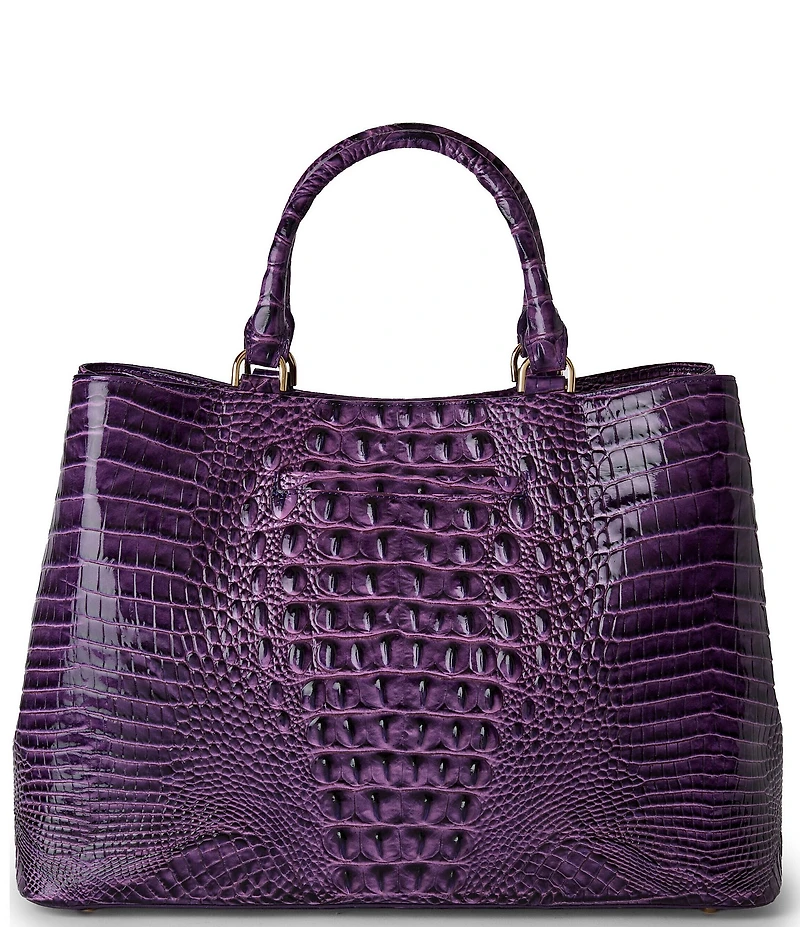 BRAHMIN Melbourne Collection Heroic Purple Denise Satchel Bag
