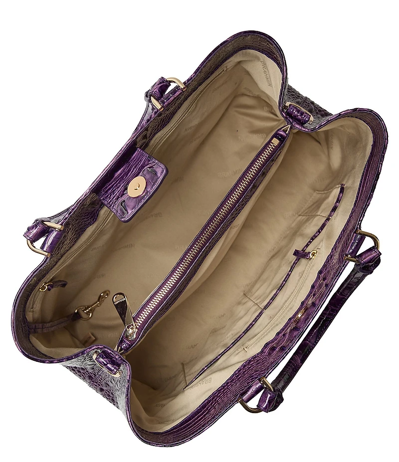 BRAHMIN Melbourne Collection Heroic Purple Denise Satchel Bag