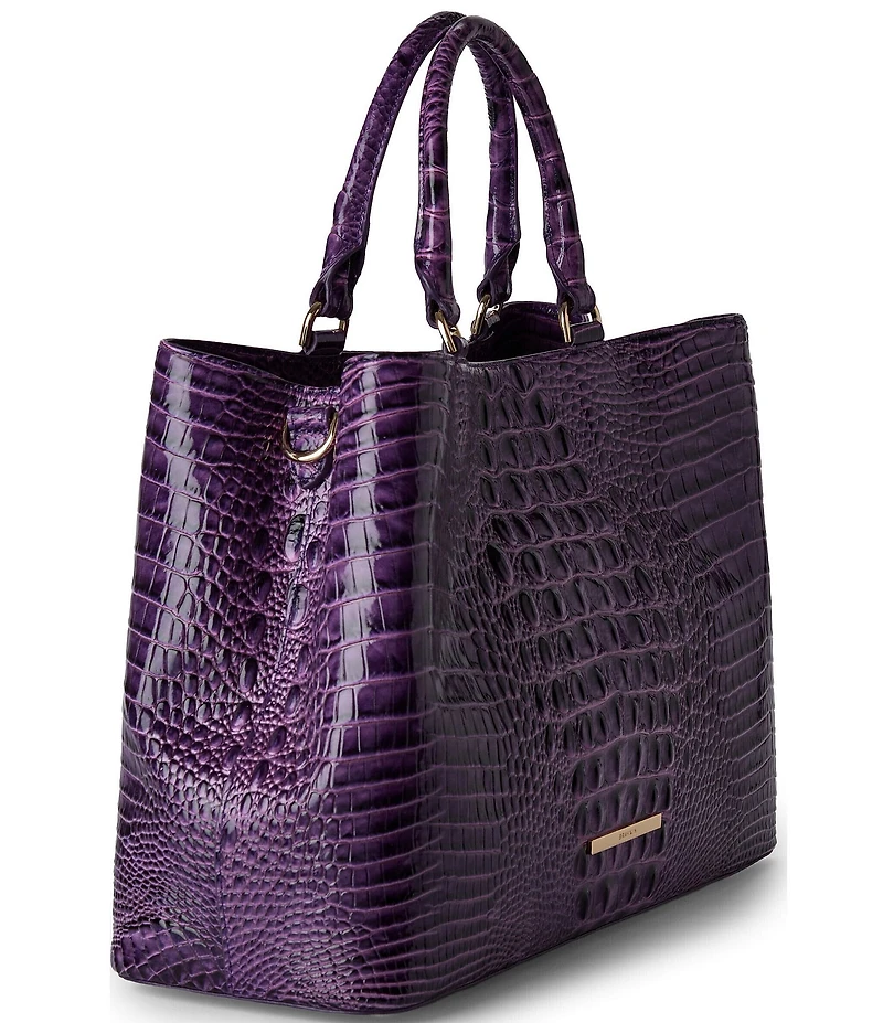 BRAHMIN Melbourne Collection Heroic Purple Denise Satchel Bag