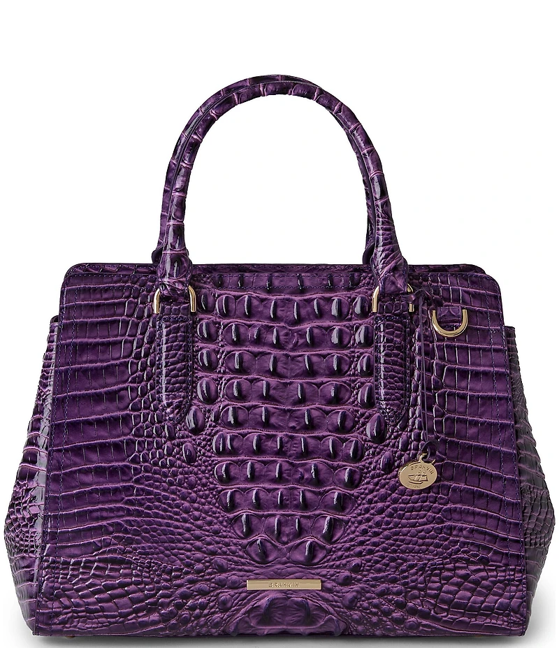 BRAHMIN Melbourne Collection Heroic Purple Small Finley Satchel Bag