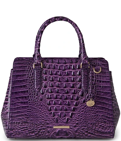 BRAHMIN Melbourne Collection Heroic Purple Small Finley Satchel Bag