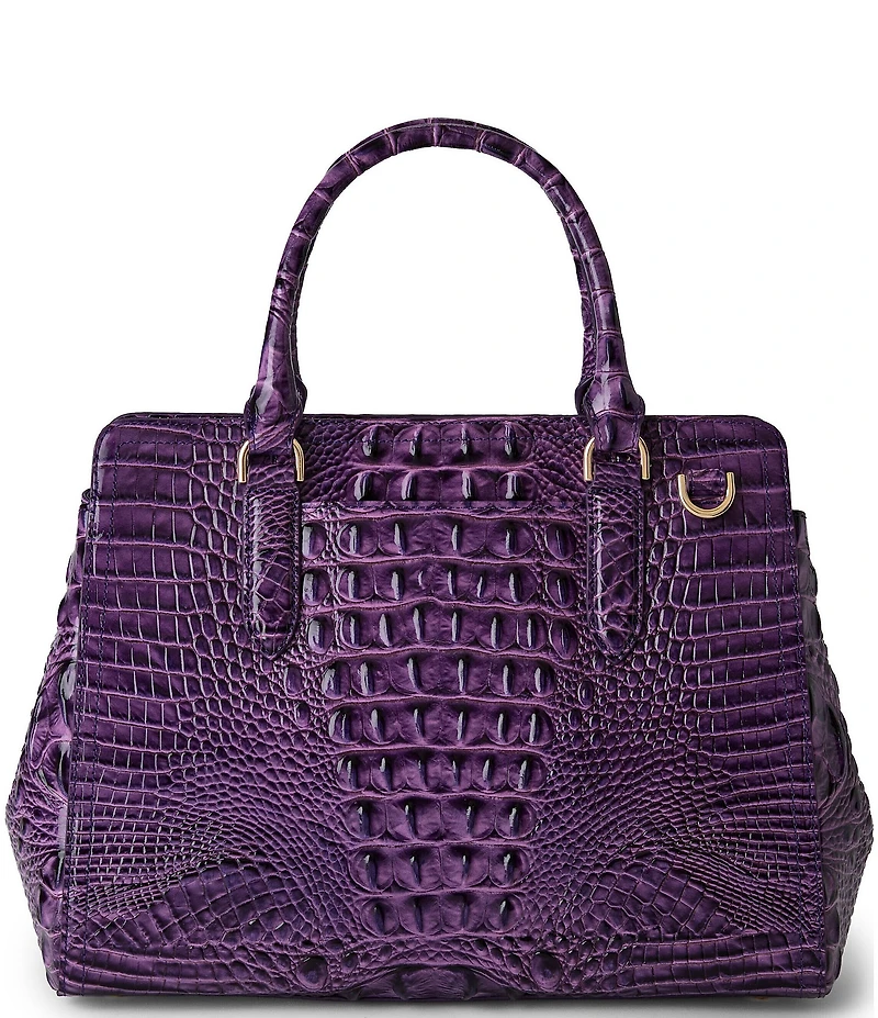 BRAHMIN Melbourne Collection Heroic Purple Small Finley Satchel Bag