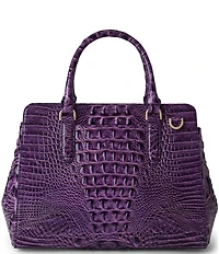 BRAHMIN Melbourne Collection Heroic Purple Small Finley Satchel Bag