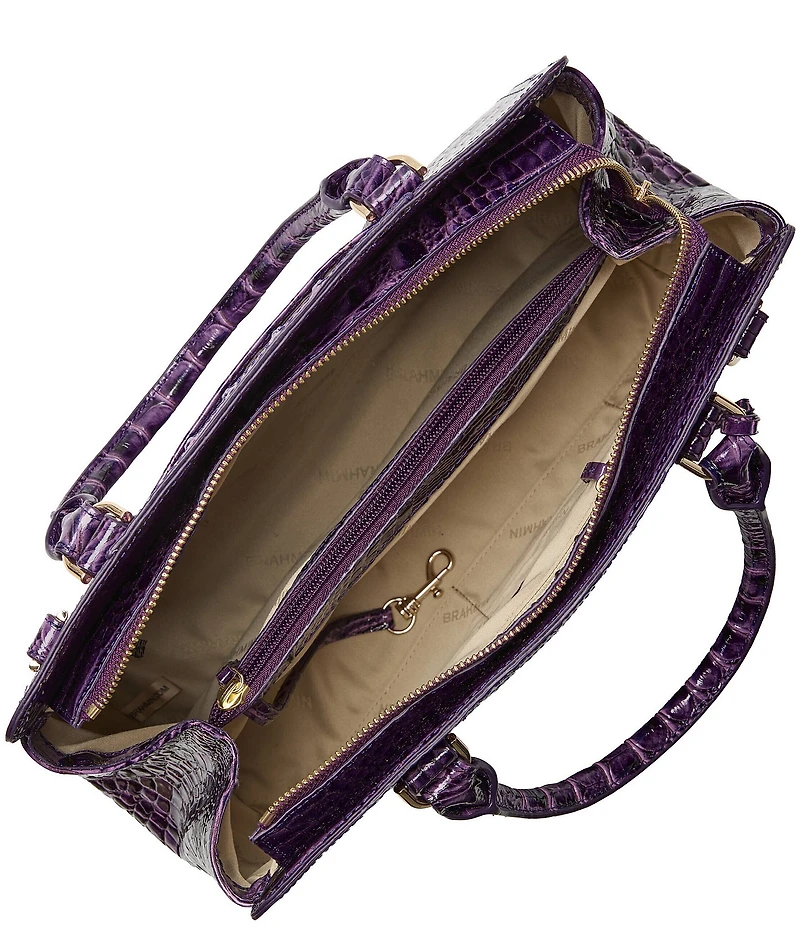 BRAHMIN Melbourne Collection Heroic Purple Small Finley Satchel Bag